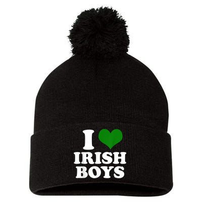 I Love Irish Boy St. Paddy Funny St. Patricks Day Pom Pom 12in Knit Beanie