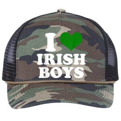 I Love Irish Boy St. Paddy Funny St. Patricks Day Retro Rope Trucker Hat Cap