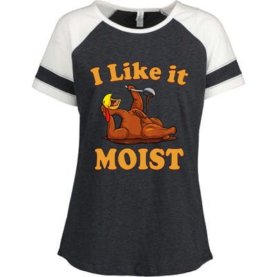 I Like It Moist Funny Thanksgiving Foods Family Group Set Enza Ladies Jersey Colorblock Tee