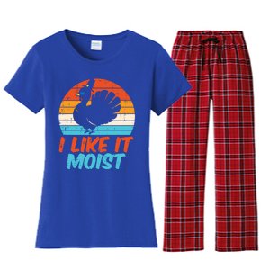 I Like It Moist Turkey Funny Thanksgiving Adult Gift Women's Flannel Pajama Set