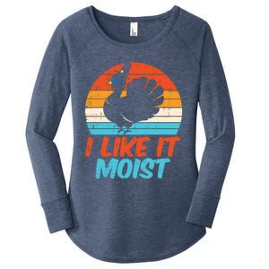 I Like It Moist Turkey Funny Thanksgiving Adult Gift Women's Perfect Tri Tunic Long Sleeve Shirt