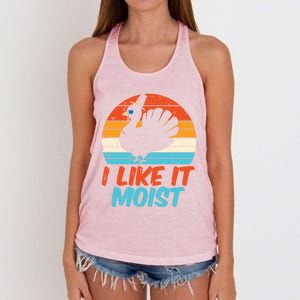 I Like It Moist Turkey Funny Thanksgiving Adult Gift Women's Knotted Racerback Tank