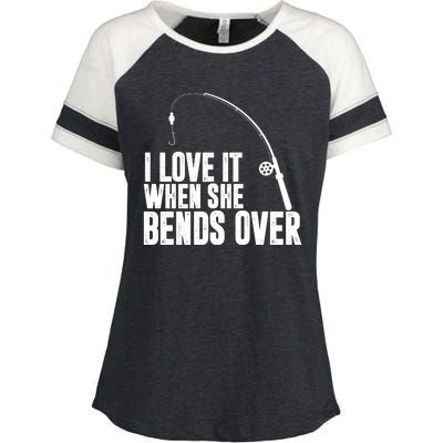 I Love It When She Bends Over Funny Fishing Enza Ladies Jersey Colorblock Tee