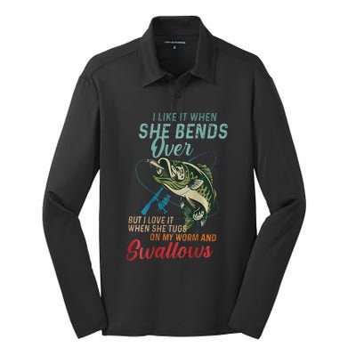 I Like It When She Bends Over But I Love It Silk Touch Performance Long Sleeve Polo