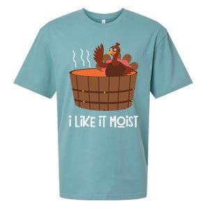 I Like It Moist Funny Thanksgiving Turkey Leg Day Gift Sueded Cloud Jersey T-Shirt