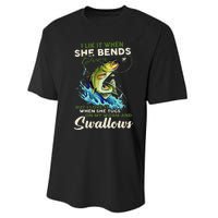 I Like It When She Bends Over Fishing Fisherman Fish Vintage Performance Sprint T-Shirt