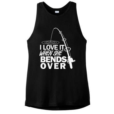 I Love It When She Bends Over Funny Fishing Ladies PosiCharge Tri-Blend Wicking Tank