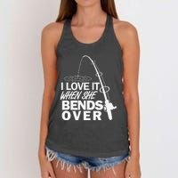 I Love It When She Bends Over Funny Fishing Women's Knotted Racerback Tank