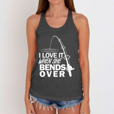 I Love It When She Bends Over Funny Fishing Women's Knotted Racerback Tank