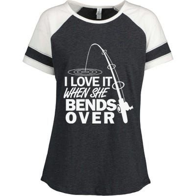 I Love It When She Bends Over Funny Fishing Enza Ladies Jersey Colorblock Tee