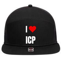 I Love Icp . Crypto Saying For The Blockchain And Token Nerd 7 Panel Mesh Trucker Snapback Hat