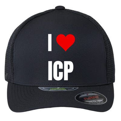 I Love Icp . Crypto Saying For The Blockchain And Token Nerd Flexfit Unipanel Trucker Cap
