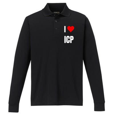 I Love Icp . Crypto Saying For The Blockchain And Token Nerd Performance Long Sleeve Polo