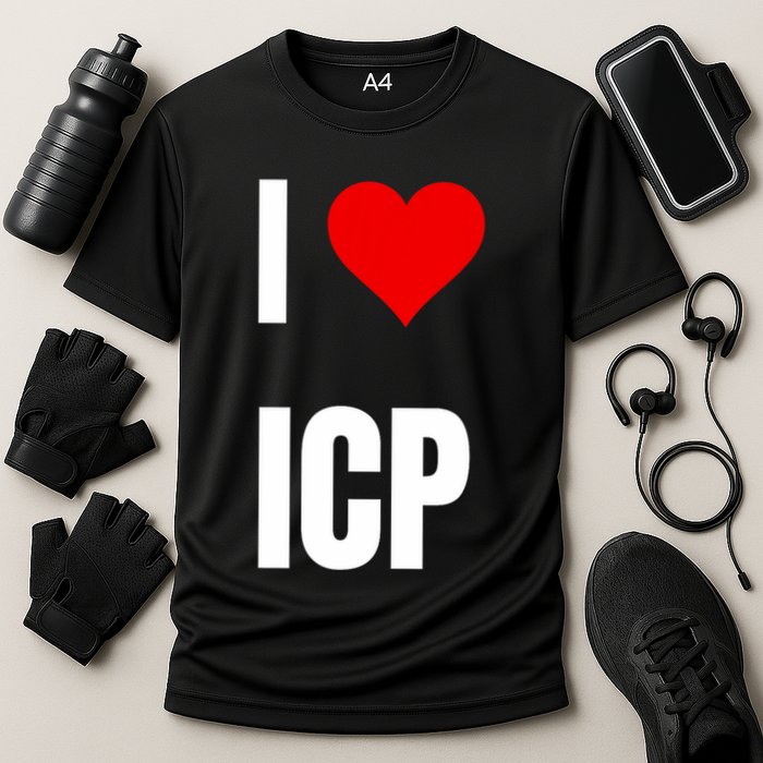 I Love Icp . Crypto Saying For The Blockchain And Token Nerd Performance Shirt