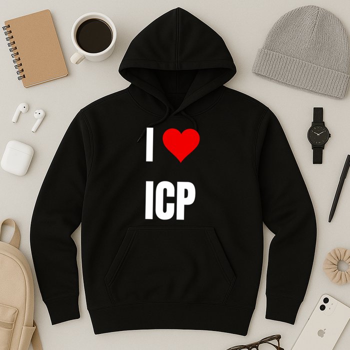 I Love Icp . Crypto Saying For The Blockchain And Token Nerd Hoodie