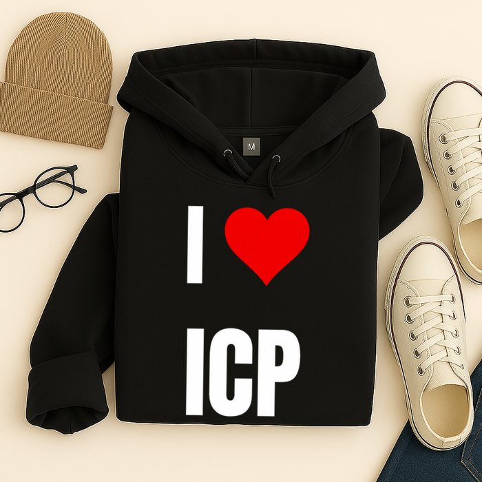 I Love Icp . Crypto Saying For The Blockchain And Token Nerd Hoodie