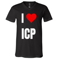 I Love Icp . Crypto Saying For The Blockchain And Token Nerd V-Neck T-Shirt