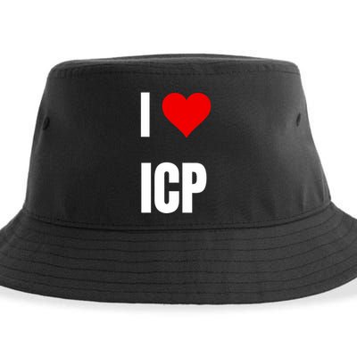 I Love Icp . Crypto Saying For The Blockchain And Token Nerd Sustainable Bucket Hat