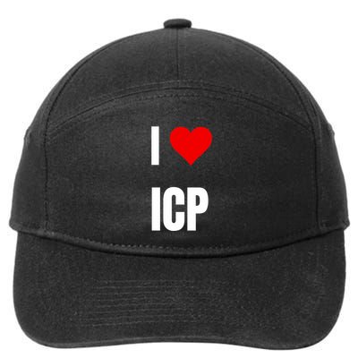 I Love Icp . Crypto Saying For The Blockchain And Token Nerd 7-Panel Snapback Hat