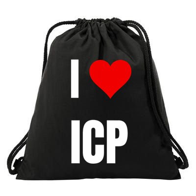 I Love Icp . Crypto Saying For The Blockchain And Token Nerd Drawstring Bag