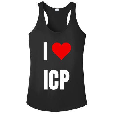 I Love Icp . Crypto Saying For The Blockchain And Token Nerd Ladies PosiCharge Competitor Racerback Tank