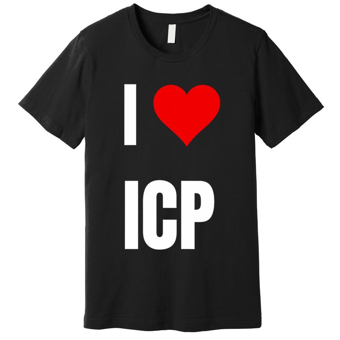 I Love Icp . Crypto Saying For The Blockchain And Token Nerd Premium T-Shirt