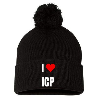 I Love Icp . Crypto Saying For The Blockchain And Token Nerd Pom Pom 12in Knit Beanie