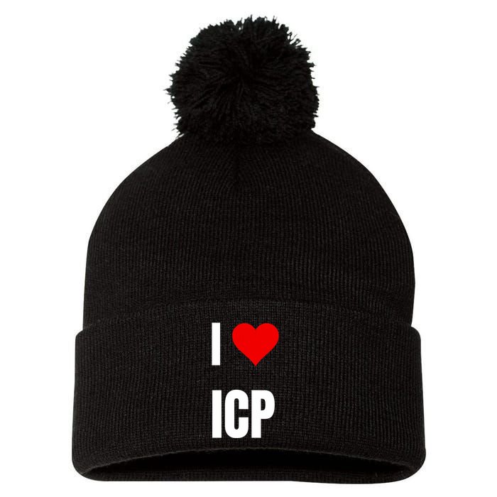 I Love Icp . Crypto Saying For The Blockchain And Token Nerd Pom Pom 12in Knit Beanie