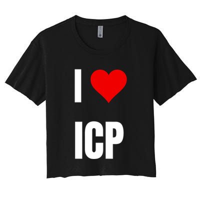 I Love Icp . Crypto Saying For The Blockchain And Token Nerd Crop Top