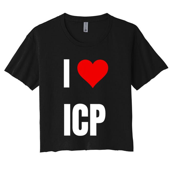 I Love Icp . Crypto Saying For The Blockchain And Token Nerd Crop Top