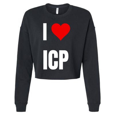 I Love Icp . Crypto Saying For The Blockchain And Token Nerd Cropped Pullover Crew