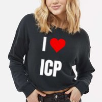 I Love Icp . Crypto Saying For The Blockchain And Token Nerd Cropped Pullover Crew