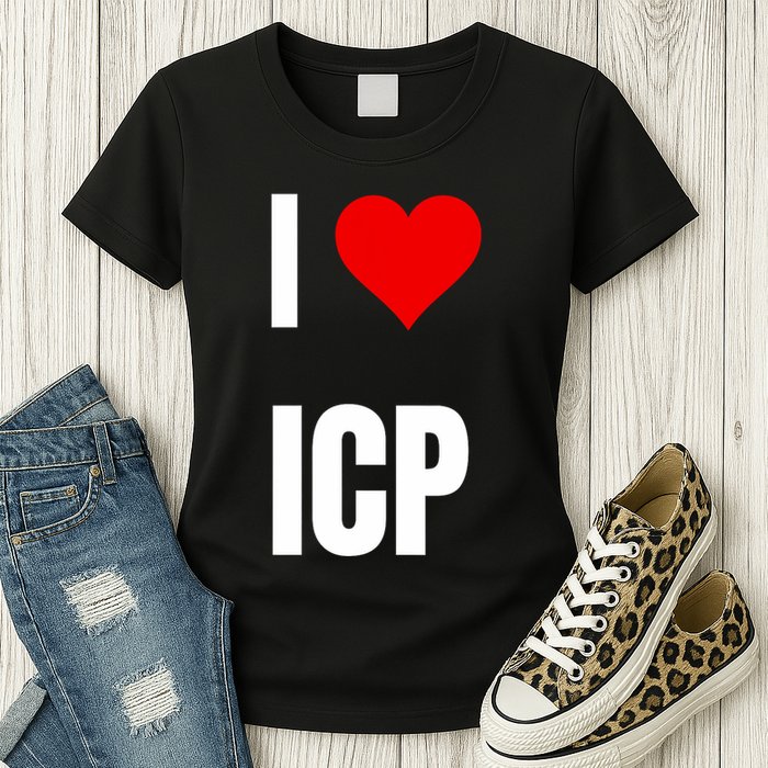 I Love Icp . Crypto Saying For The Blockchain And Token Nerd Womens T-Shirt