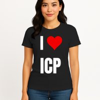 I Love Icp . Crypto Saying For The Blockchain And Token Nerd Womens T-Shirt