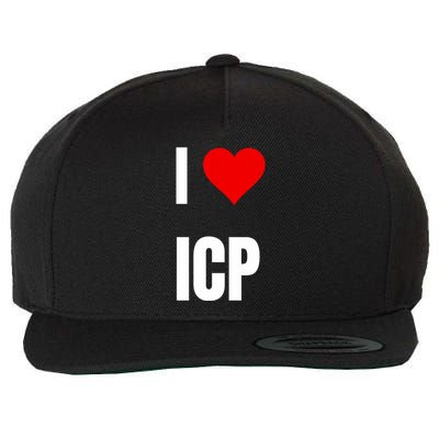 I Love Icp . Crypto Saying For The Blockchain And Token Nerd Wool Snapback Cap