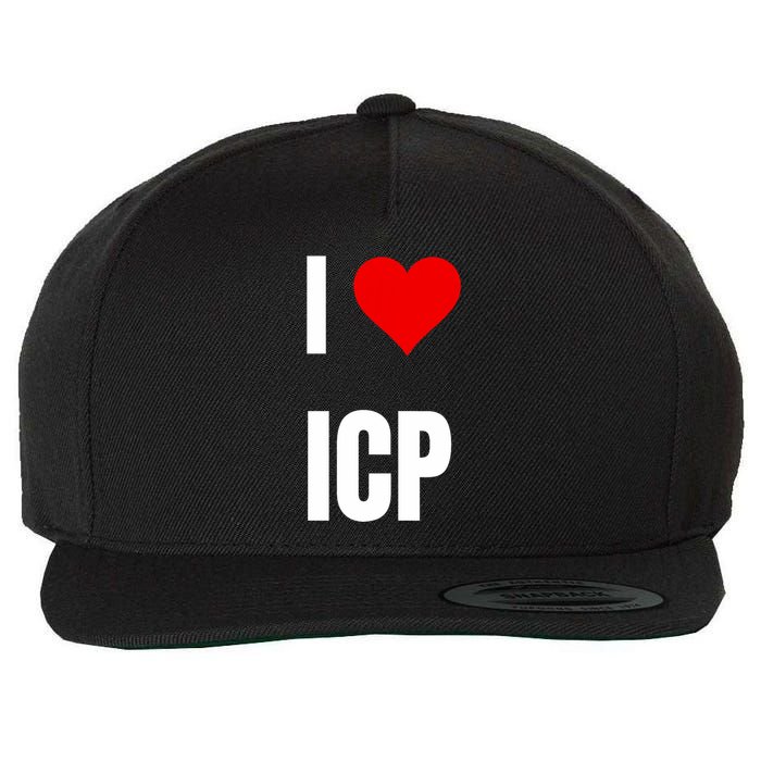 I Love Icp . Crypto Saying For The Blockchain And Token Nerd Wool Snapback Cap