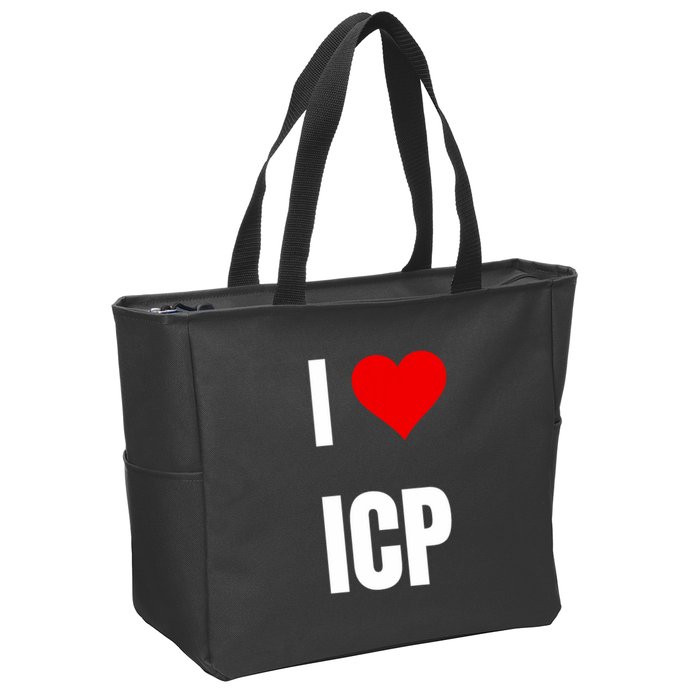I Love Icp . Crypto Saying For The Blockchain And Token Nerd Zip Tote Bag