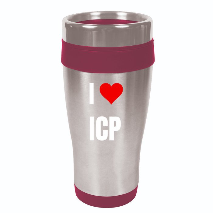 I Love Icp . Crypto Saying For The Blockchain And Token Nerd 16oz Travel Tumbler