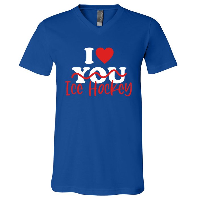 I Love Ice Hockey Cute Gift V-Neck T-Shirt