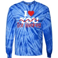 I Love Ice Hockey Cute Gift Tie-Dye Long Sleeve Shirt