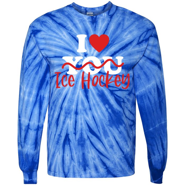 I Love Ice Hockey Cute Gift Tie-Dye Long Sleeve Shirt