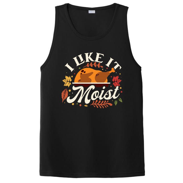 I Like it Moist Funny Thanksgiving Long Sleeve PosiCharge Competitor Tank