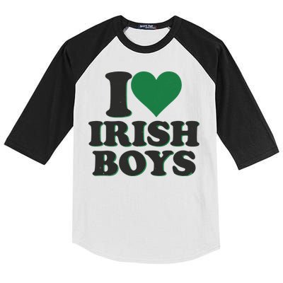 I Love Irish Boy I Heart Irish Funny St Patricks Day Kids Colorblock Raglan Jersey