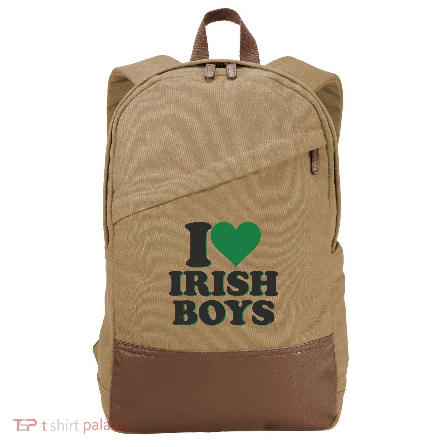 I Love Irish Boy I Heart Irish Funny St Patricks Day Cotton Canvas Backpack