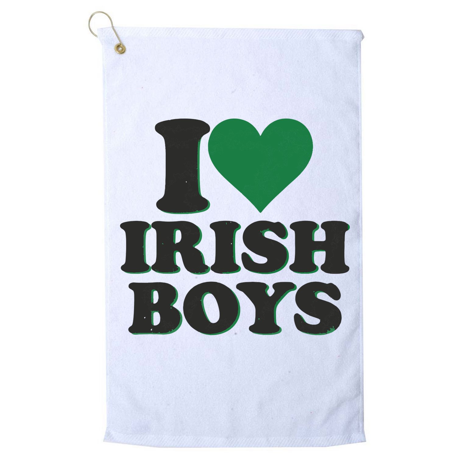 I Love Irish Boy I Heart Irish Funny St Patricks Day Golf Towel