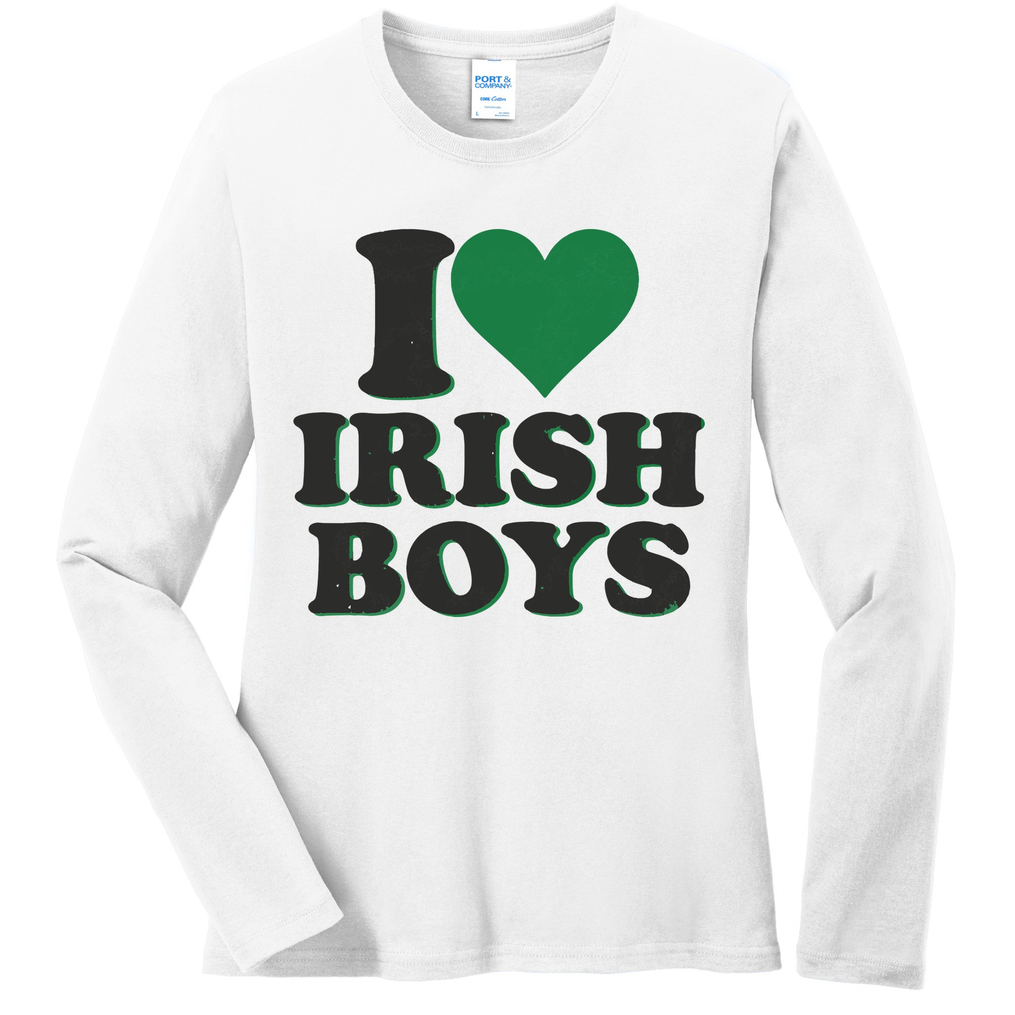 I Love Irish Boy I Heart Irish Funny St Patricks Day Ladies Long Sleeve Shirt