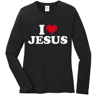 I Love Jesus I Heart Jesus Ladies Long Sleeve Shirt