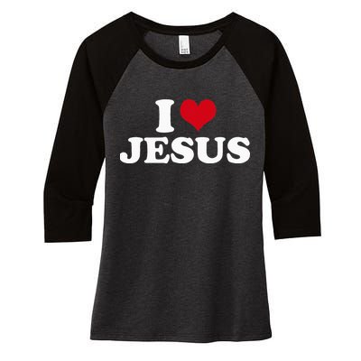 I Love Jesus I Heart Jesus Women's Tri-Blend 3/4-Sleeve Raglan Shirt