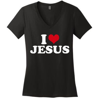 I Love Jesus I Heart Jesus Women's V-Neck T-Shirt