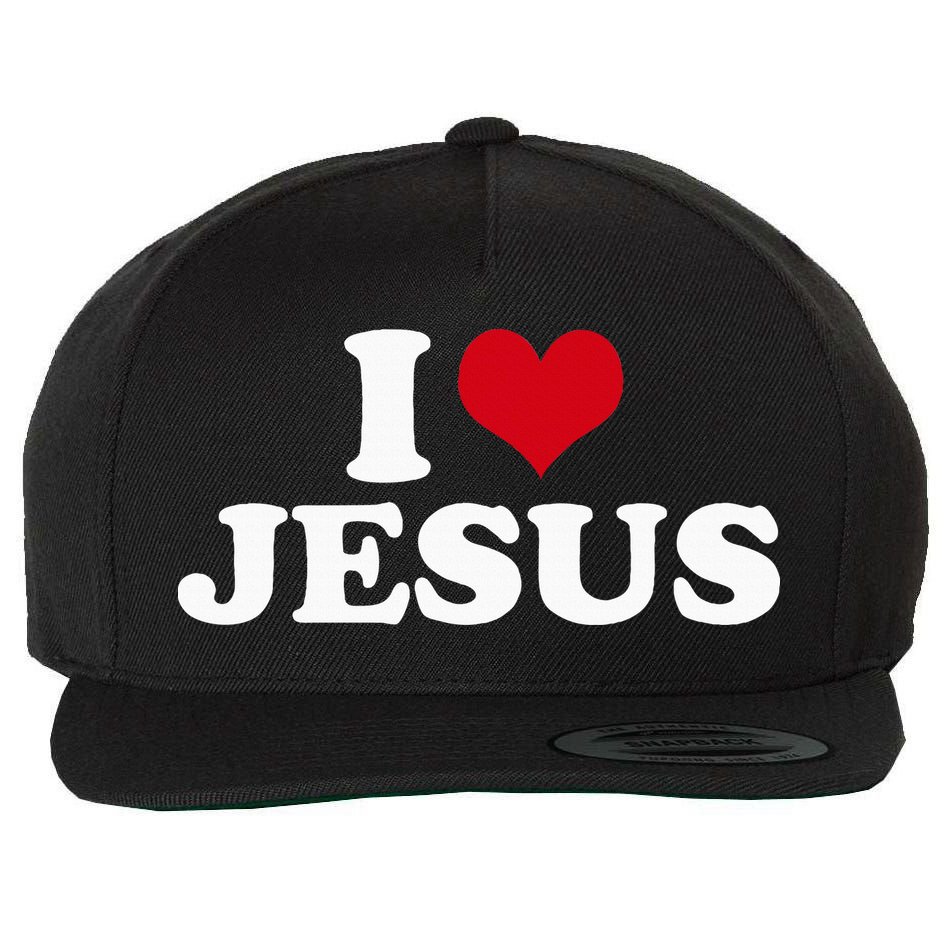 I Love Jesus I Heart Jesus Wool Snapback Cap